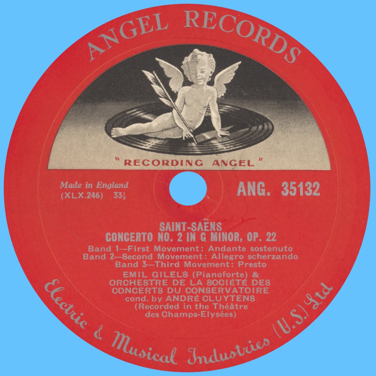 Étiquette recto du disque Angel 35132