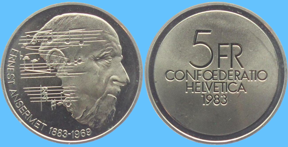 Ernest ANSERMET, pièce de 5 francs, 1983