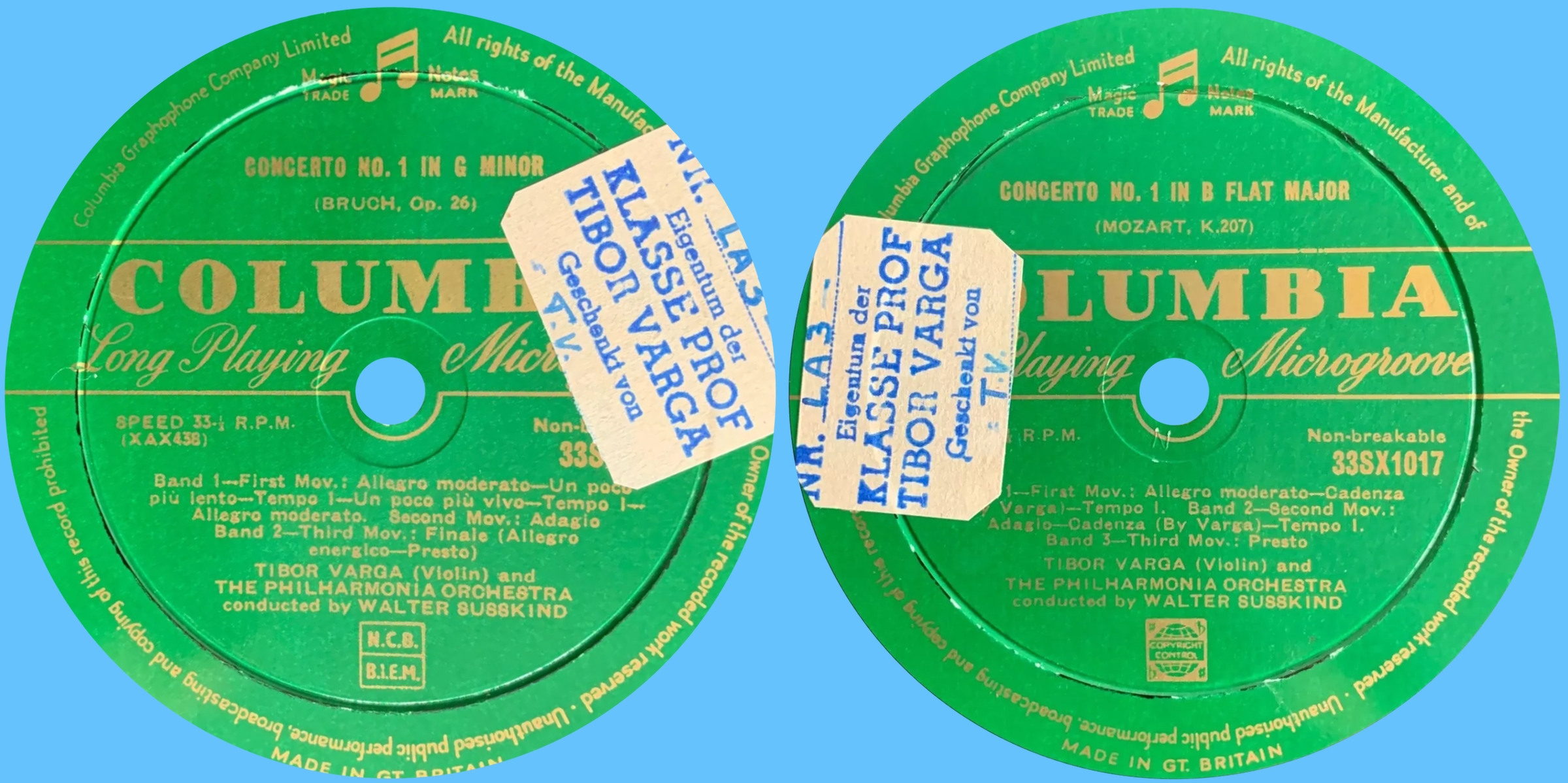 Étiquettes recto et verso du disque Columbia 33 SX 1017