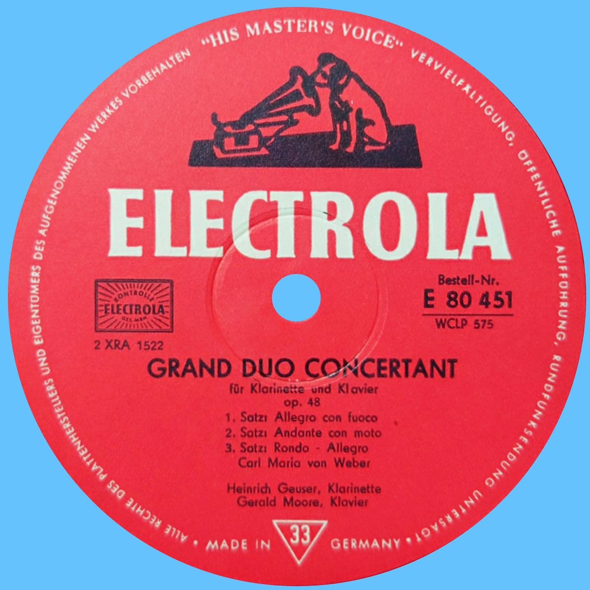 Étiquette recto du disque Electrola E 80 451