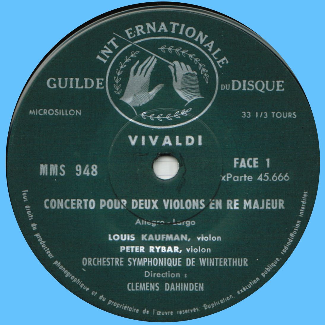 Guilde Internationale du Disque MMS 948, étiquette recto
