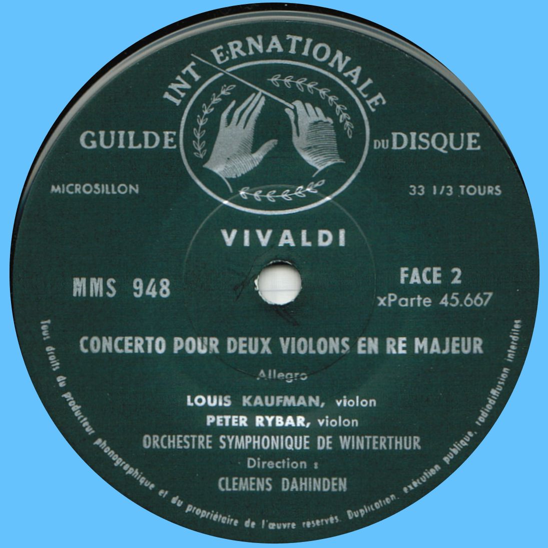 Guilde Internationale du Disque MMS 948, étiquette verso