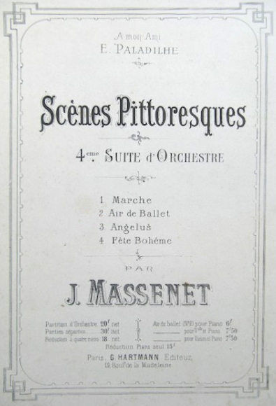 Page de garde de la partition, édition G. Hartmann, Paris, 1874, cliquer pour une vue agrandie
