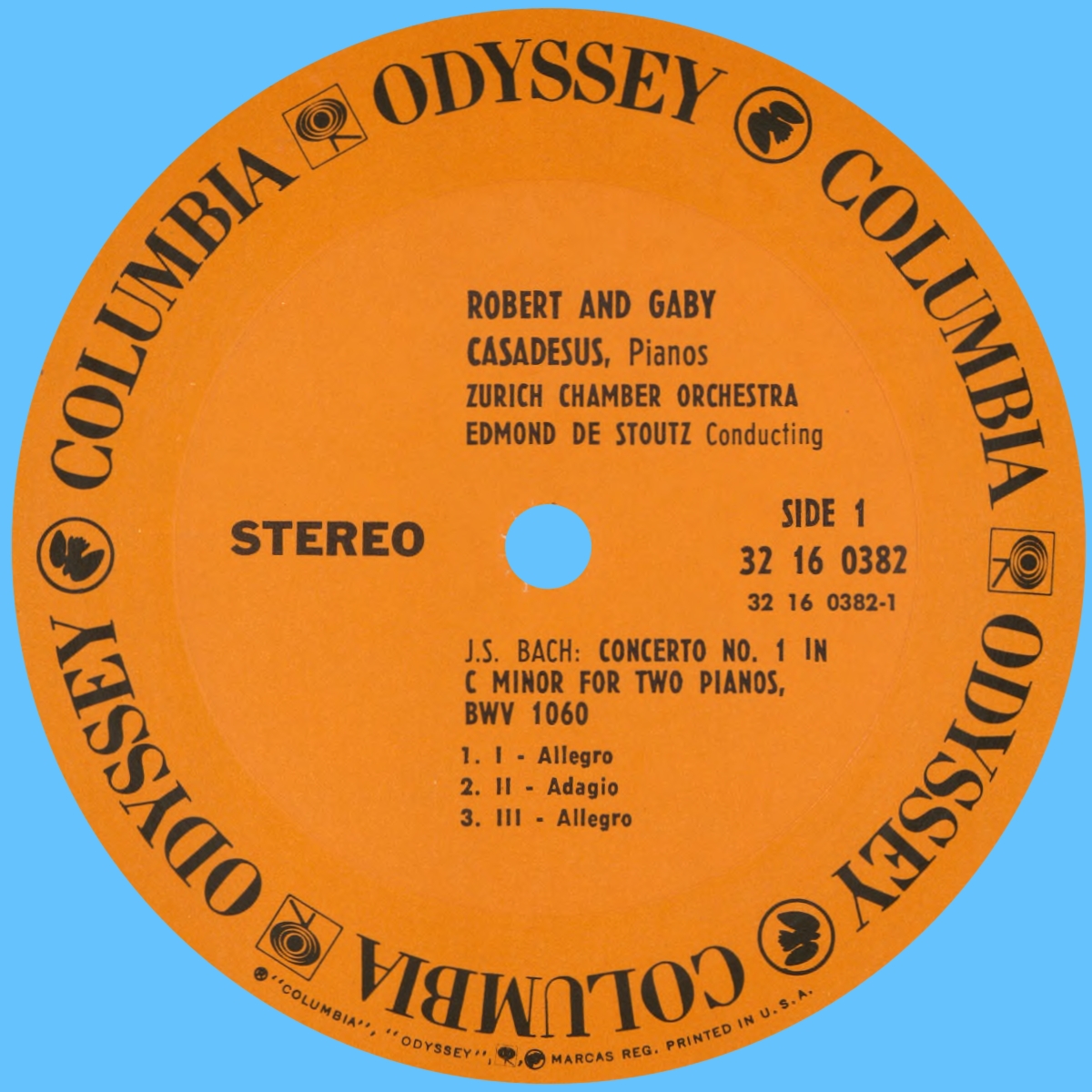 Étiquette recto du disque Odyssey 32 16 0382