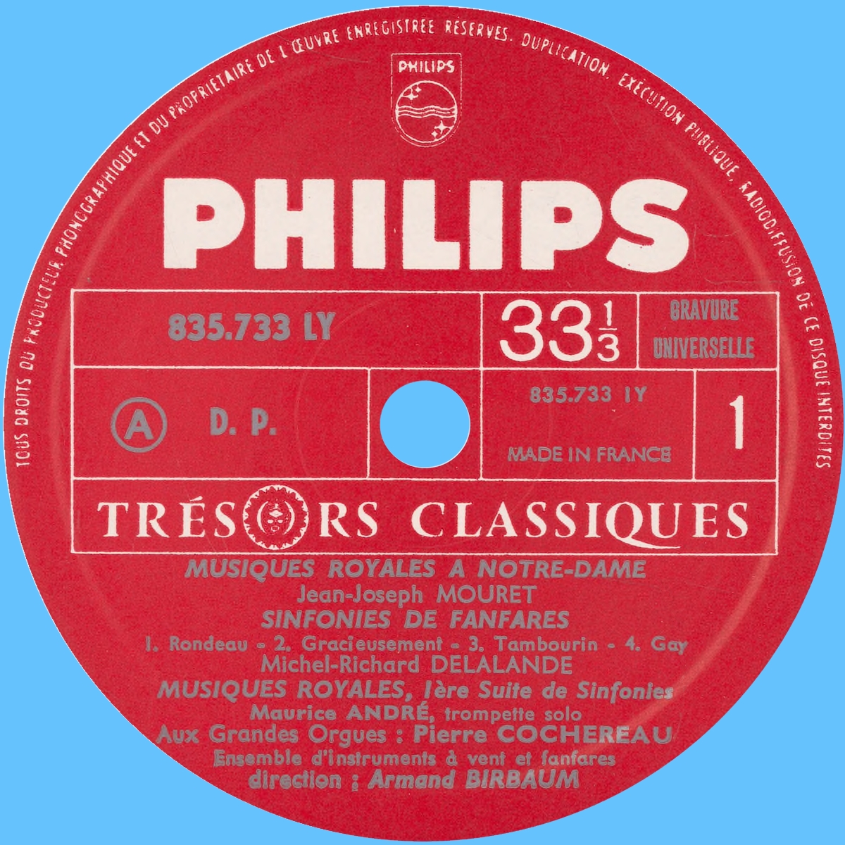 Étiquette recto du disque Philips A 835.733 LY