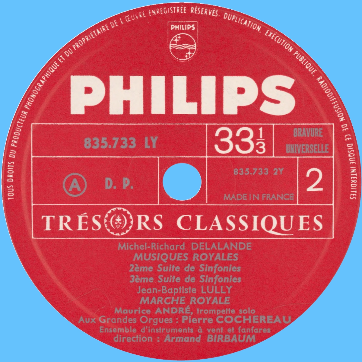 Étiquette verso du disque Philips A 835.733 LY