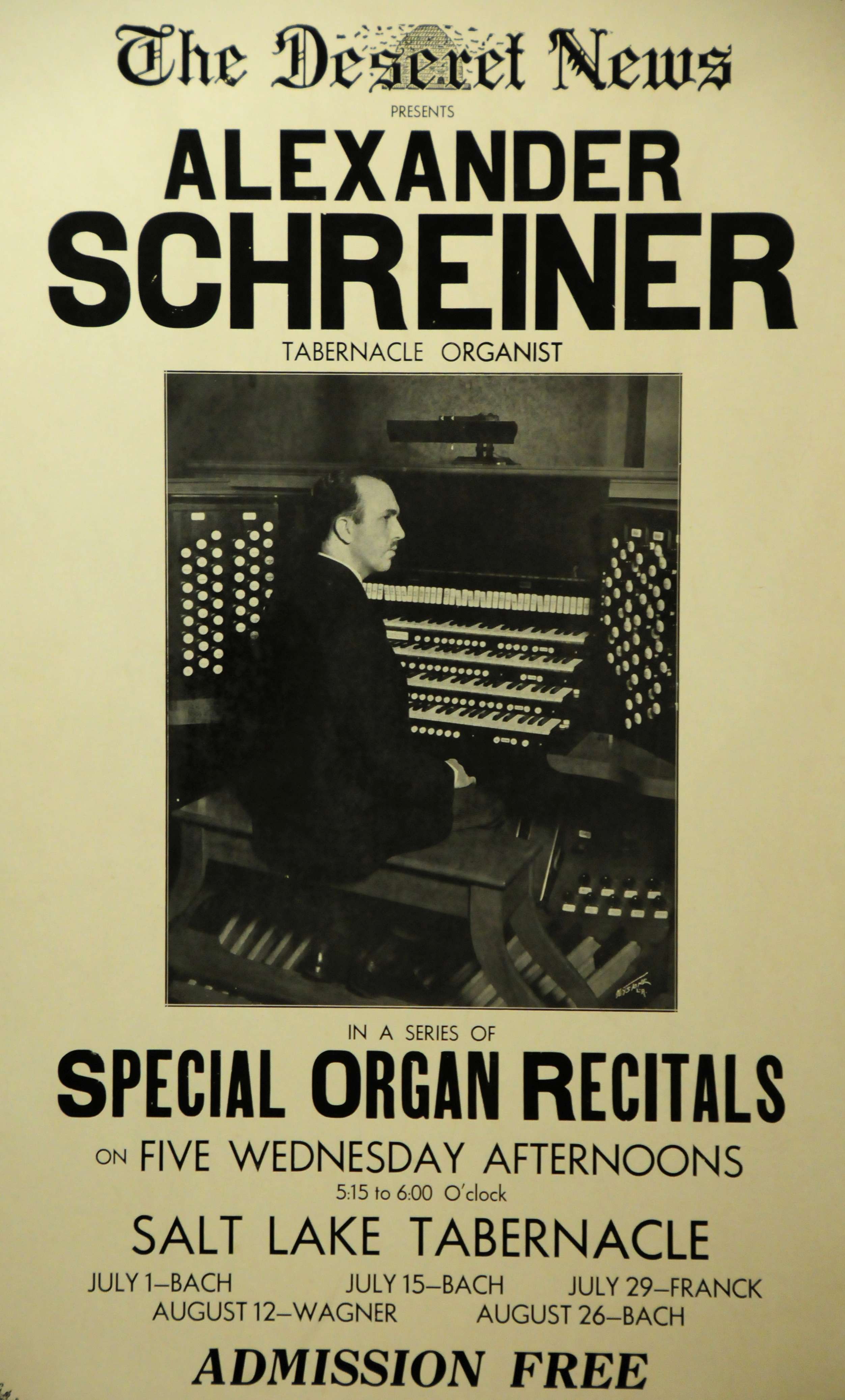 Alexander Schreiner: This poster is located behind the organ case, Source: MoTabChoir01