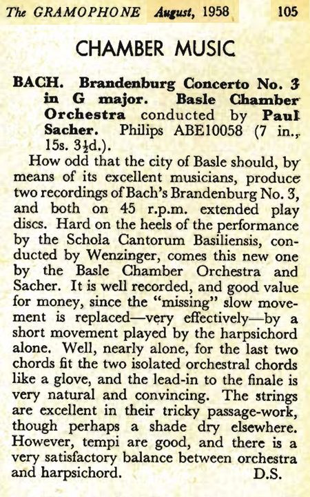 The Gramophone August 1958 page 105 BWV 1048 Extrait