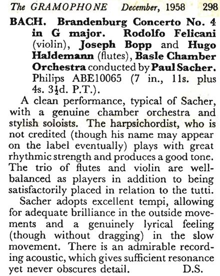 The Gramophone December 1958 page 298 BWV 1049 Extrait